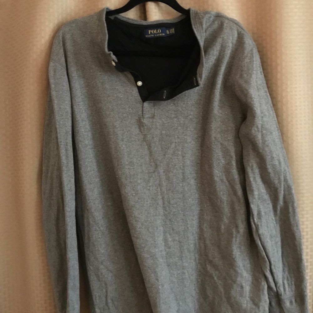 Polo mens long sleev grey shirt
